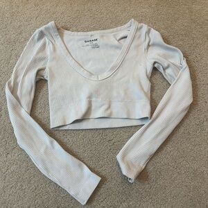 Garage Ivory Ribbed V-Neck Crop Top